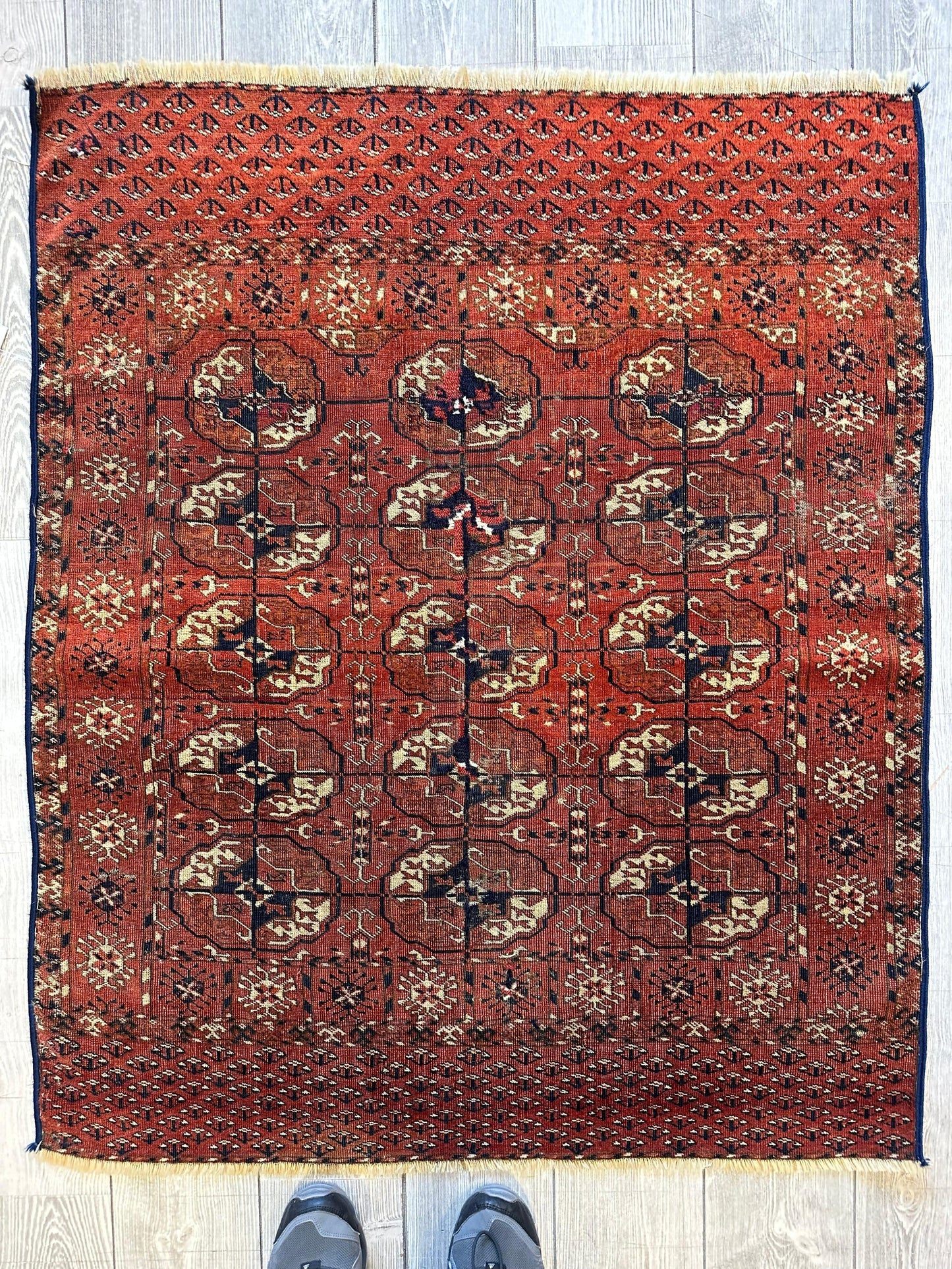 Antique 1880’s Tribal Turkoman Tekke Wedding Rug 3’4” x 4’1” - Nuvé