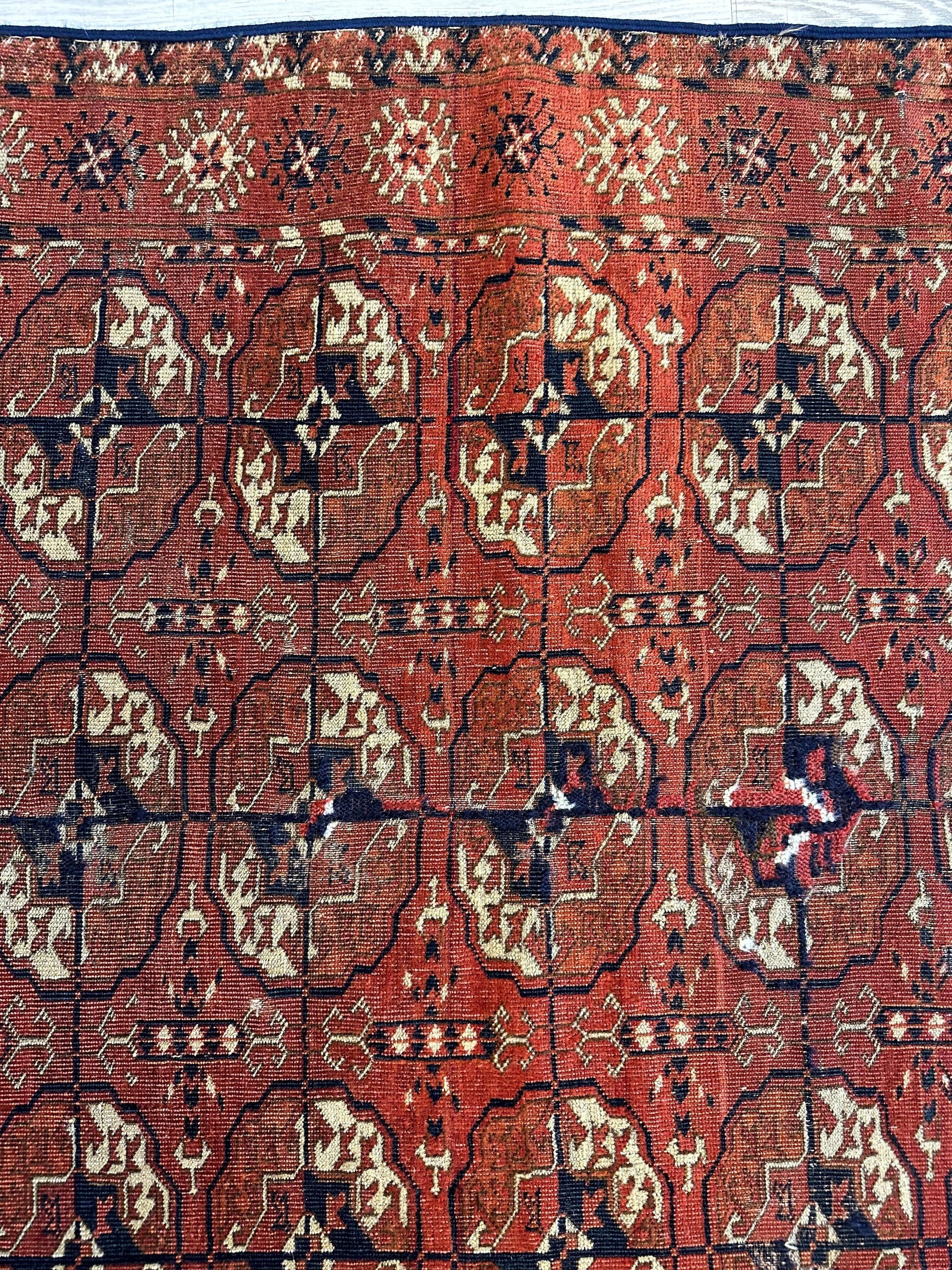 Antique 1880’s Tribal Turkoman Tekke Wedding Rug 3’4” x 4’1” - Nuvé