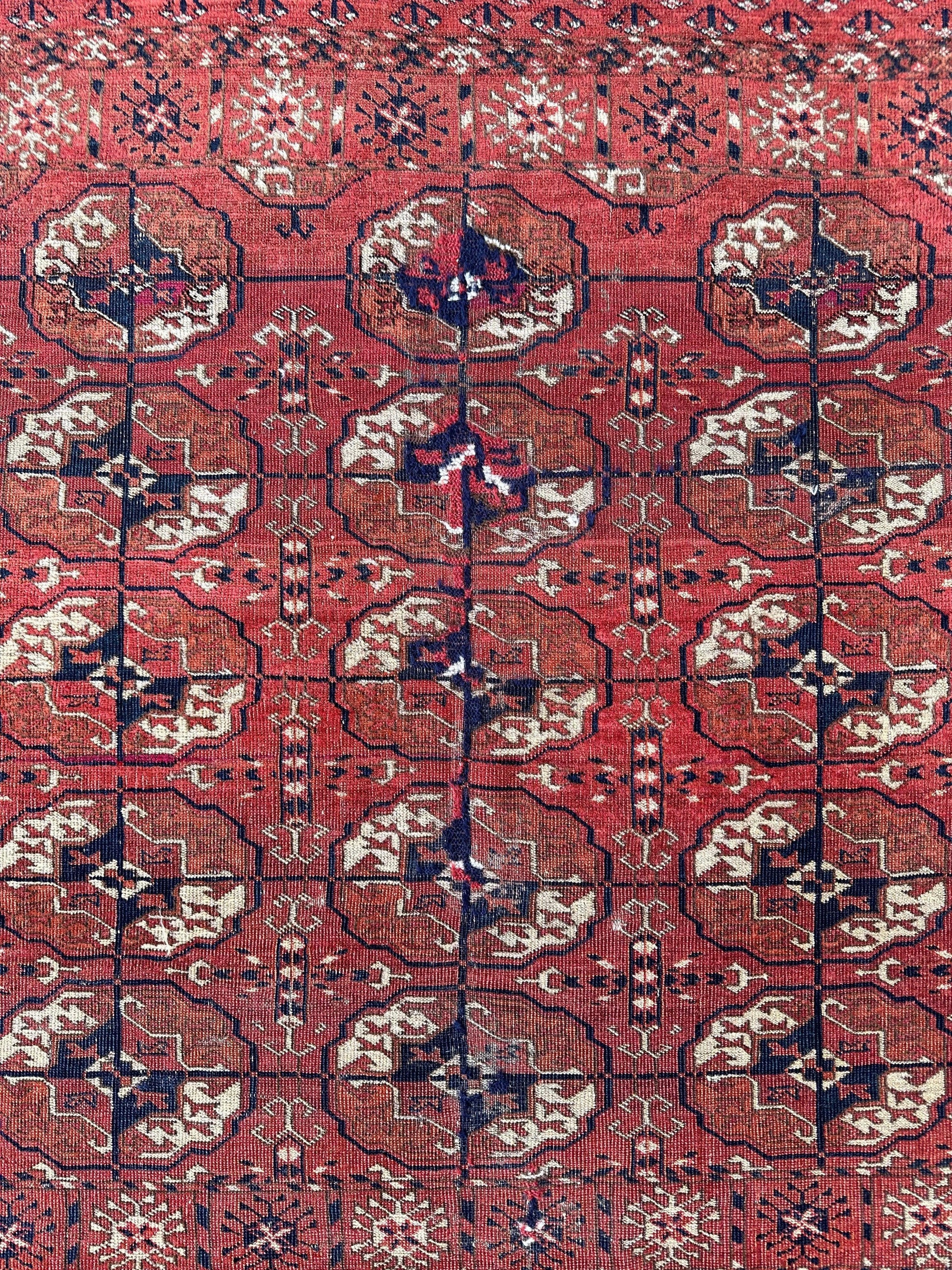 Antique 1880’s Tribal Turkoman Tekke Wedding Rug 3’4” x 4’1” - Nuvé