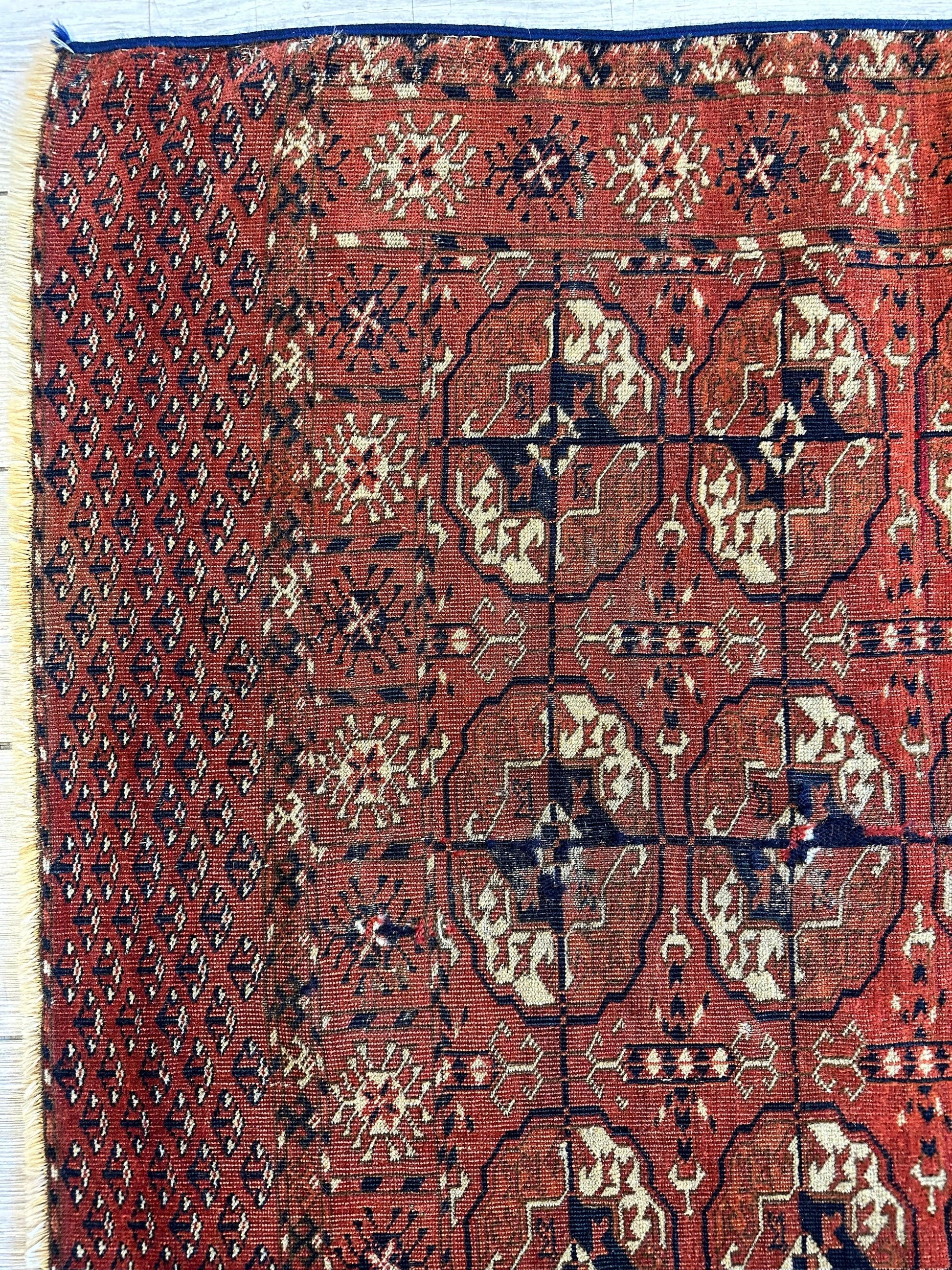 Antique 1880’s Tribal Turkoman Tekke Wedding Rug 3’4” x 4’1” - Nuvé