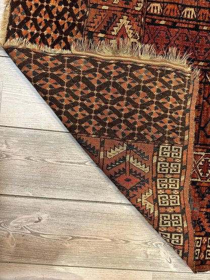 Antique 1880s Turkoman Tekke Ensi Tent Door Covering Rug 4’ x4’8” - Nuvé