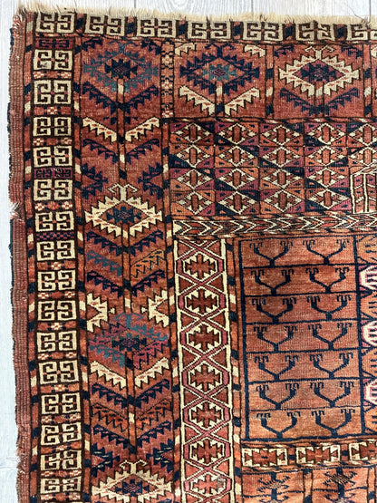 Antique 1880s Turkoman Tekke Ensi Tent Door Covering Rug 4’ x4’8” - Nuvé