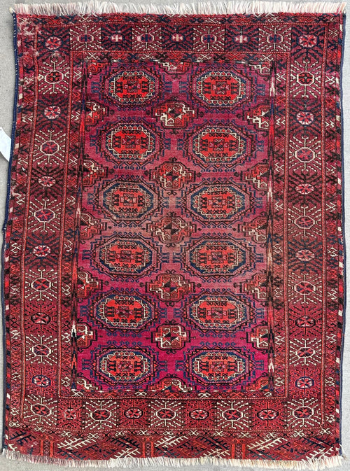 Antique 1910’s Tribal Turkoman Rug 3’ x 4’1” - Nuvé