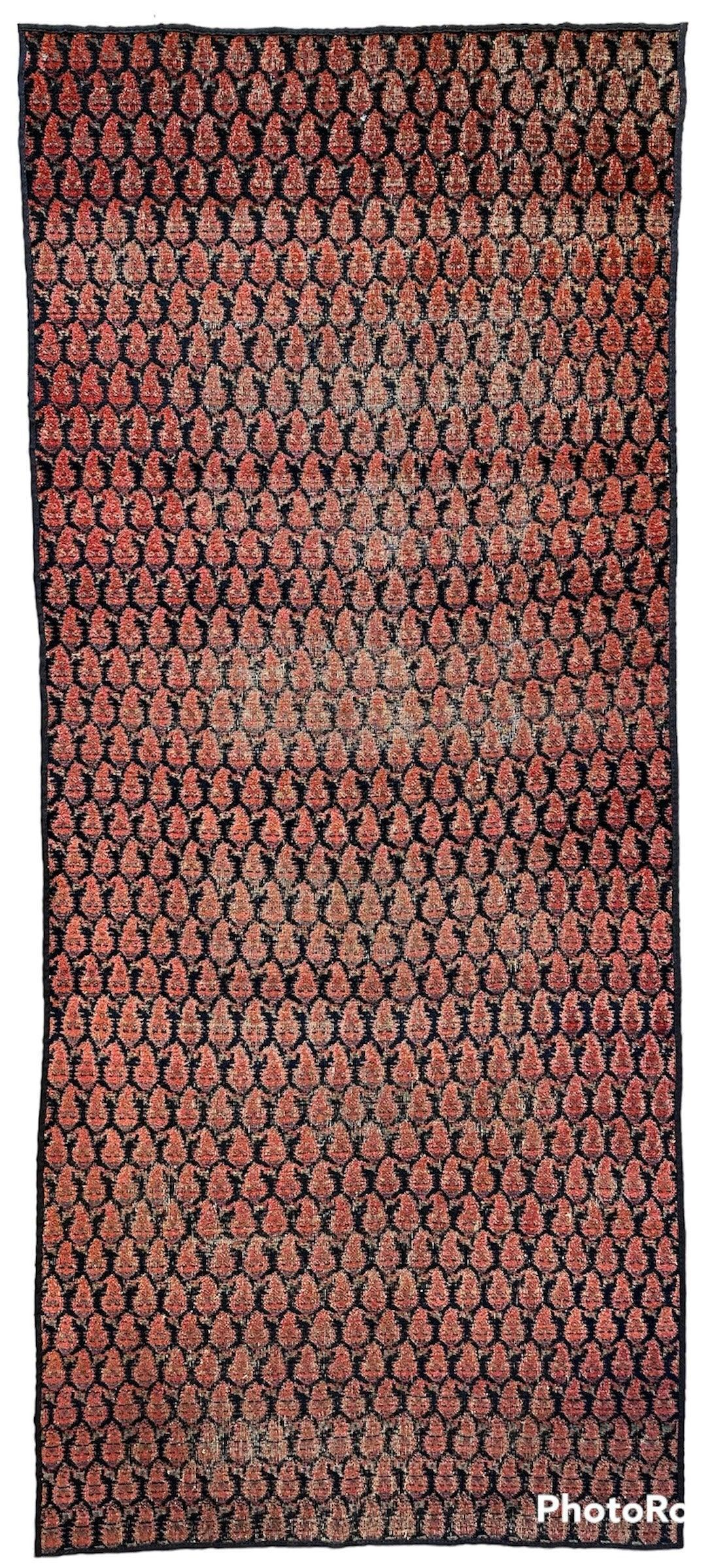 Antique All Over Paisley Kurdish Afshar Fragment Runner 3’3” x 7’7” - Nuvé