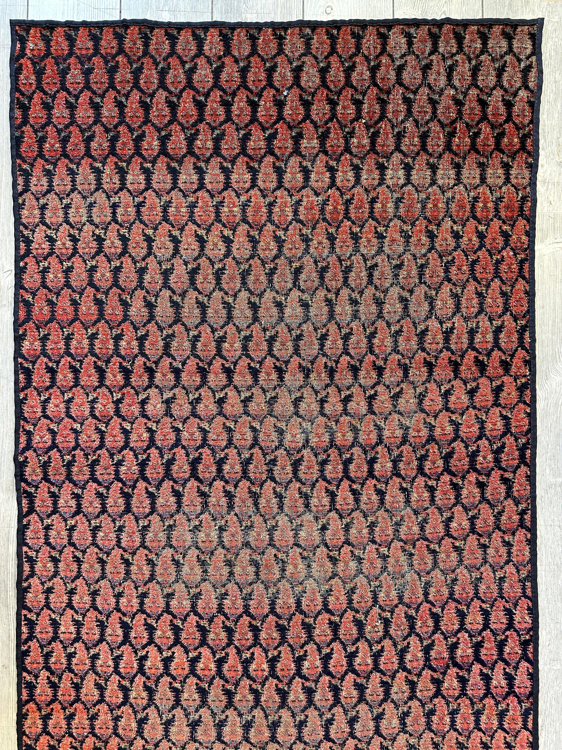 Antique All Over Paisley Kurdish Afshar Fragment Runner 3’3” x 7’7” - Nuvé