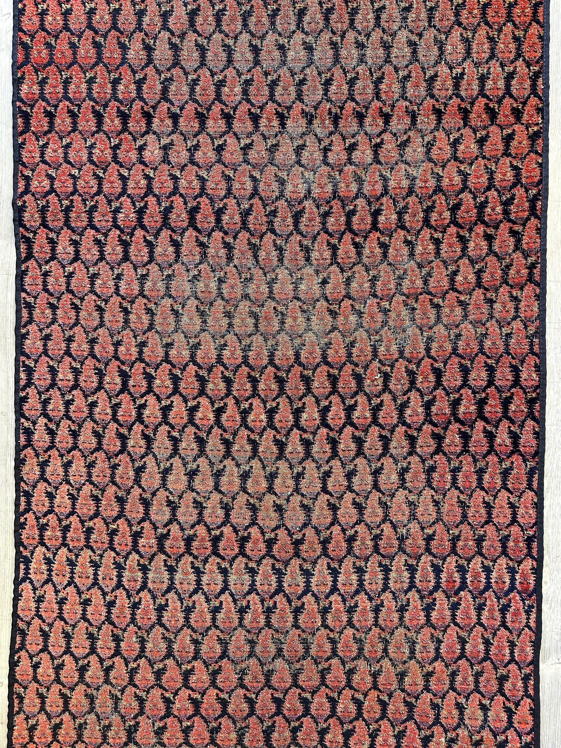 Antique All Over Paisley Kurdish Afshar Fragment Runner 3’3” x 7’7” - Nuvé