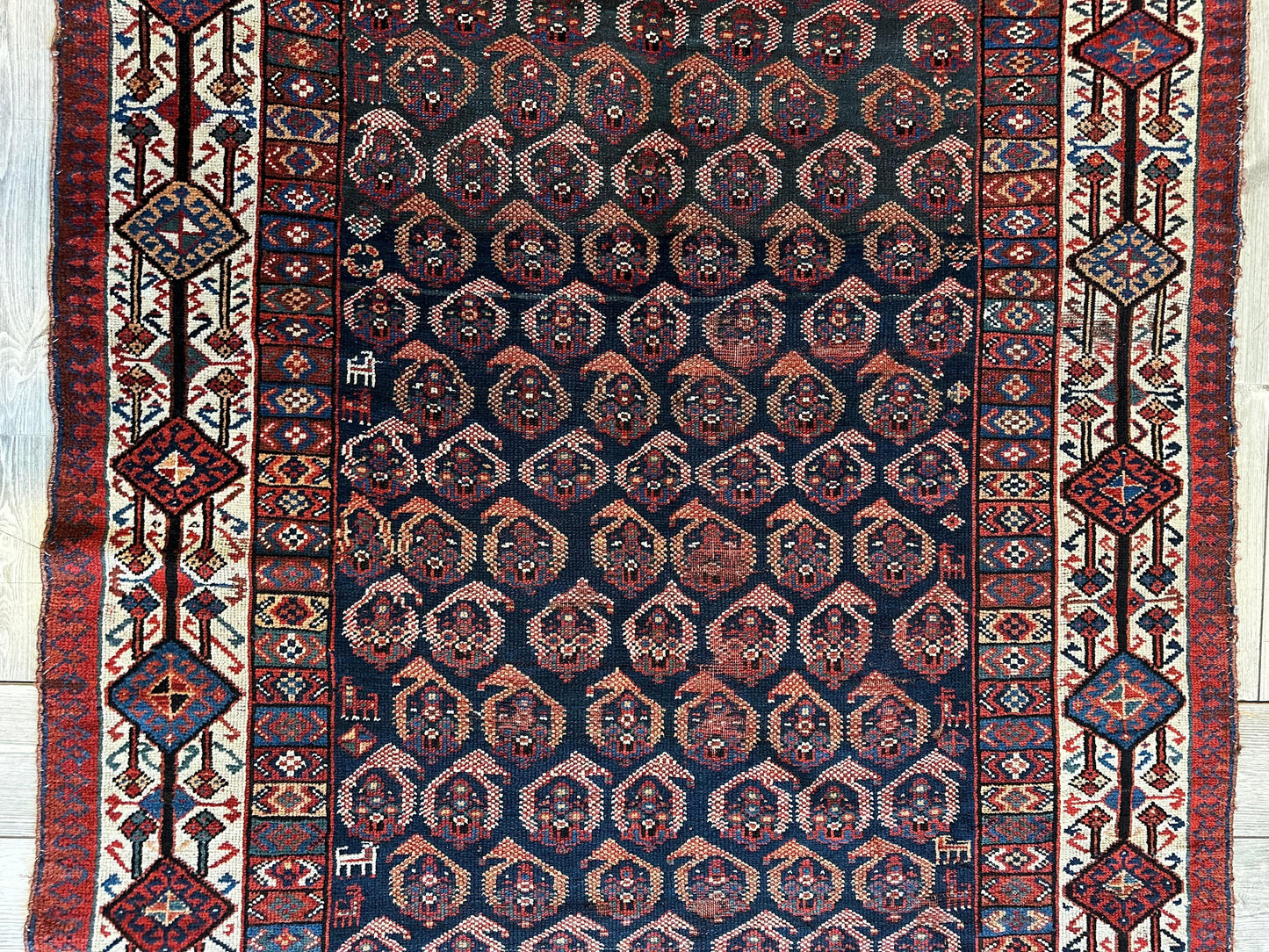 Antique All Over Paisley Kurdish Afshar Rug 4’5” x 8’11” - Nuvé
