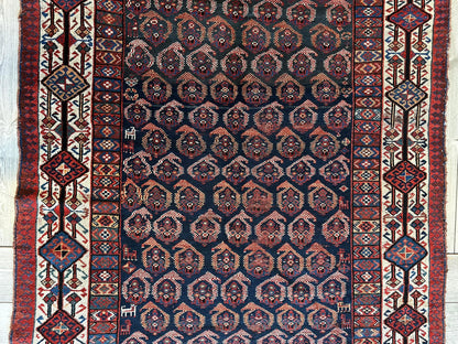 Antique All Over Paisley Kurdish Afshar Rug 4’5” x 8’11” - Nuvé