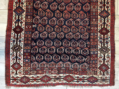 Antique All Over Paisley Kurdish Afshar Rug 4’5” x 8’11” - Nuvé