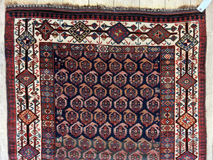 Antique All Over Paisley Kurdish Afshar Rug 4’5” x 8’11” - Nuvé