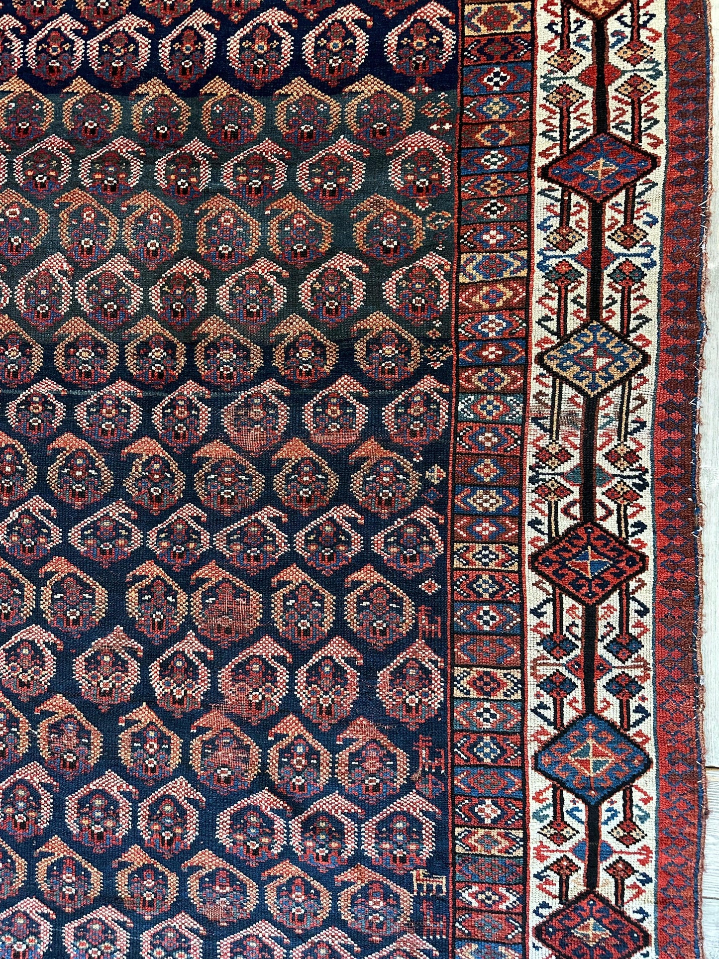Antique All Over Paisley Kurdish Afshar Rug 4’5” x 8’11” - Nuvé