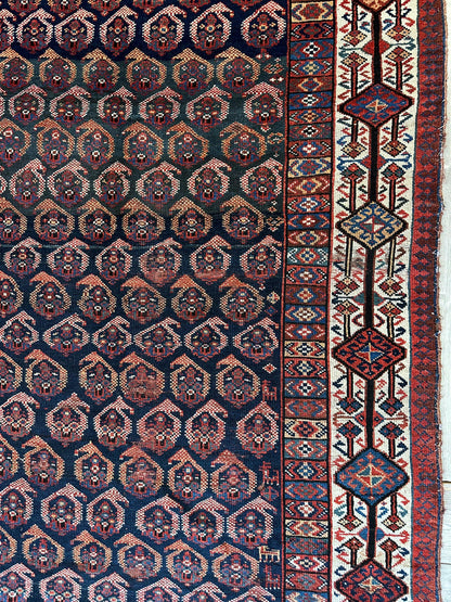 Antique All Over Paisley Kurdish Afshar Rug 4’5” x 8’11” - Nuvé