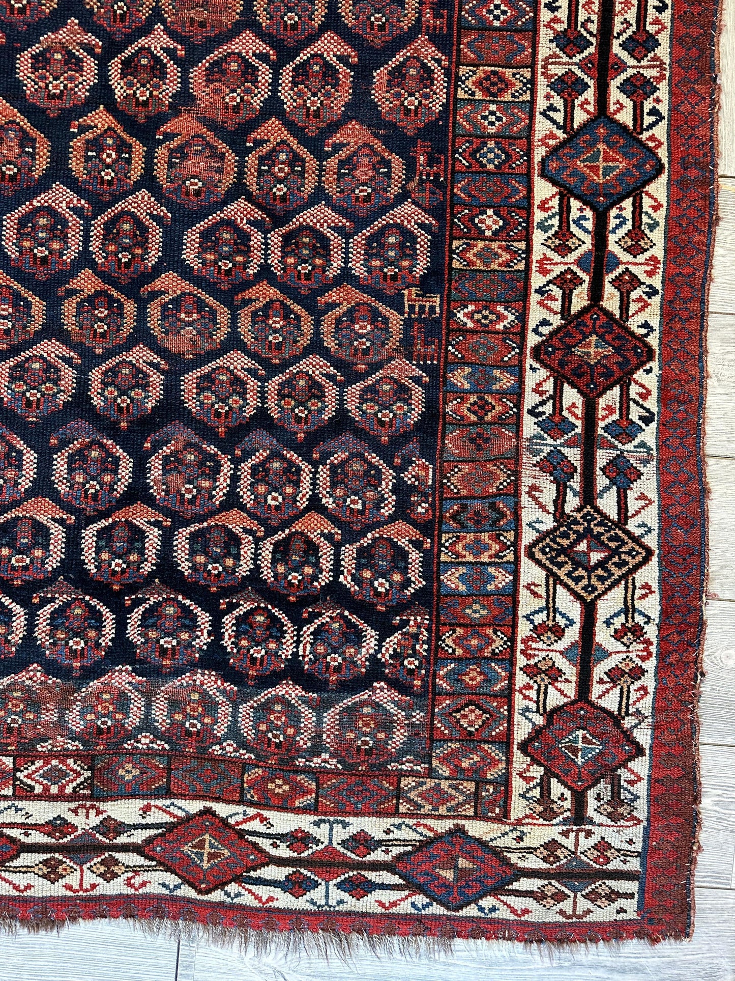 Antique All Over Paisley Kurdish Afshar Rug 4’5” x 8’11” - Nuvé