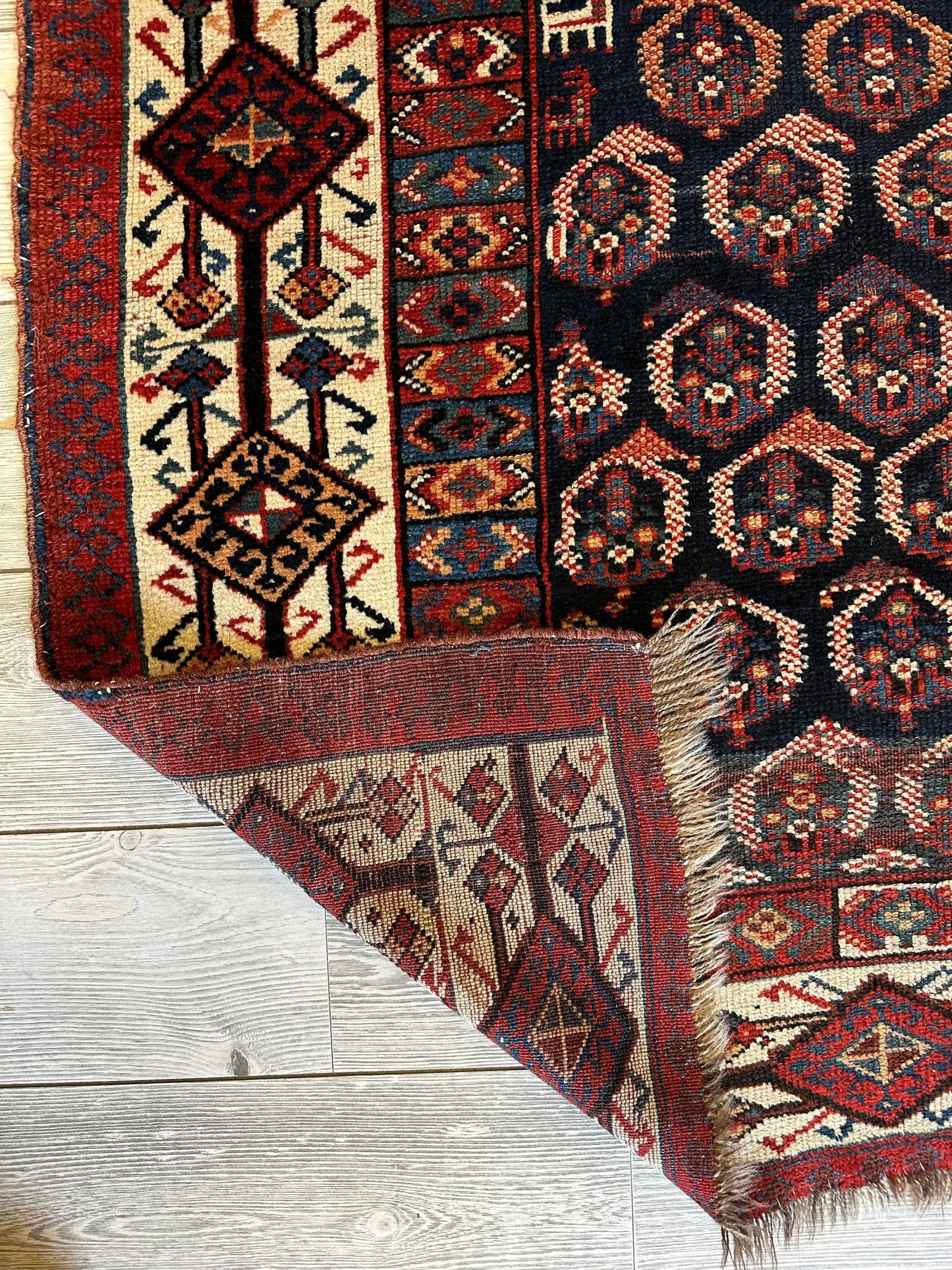 Antique All Over Paisley Kurdish Afshar Rug 4’5” x 8’11” - Nuvé