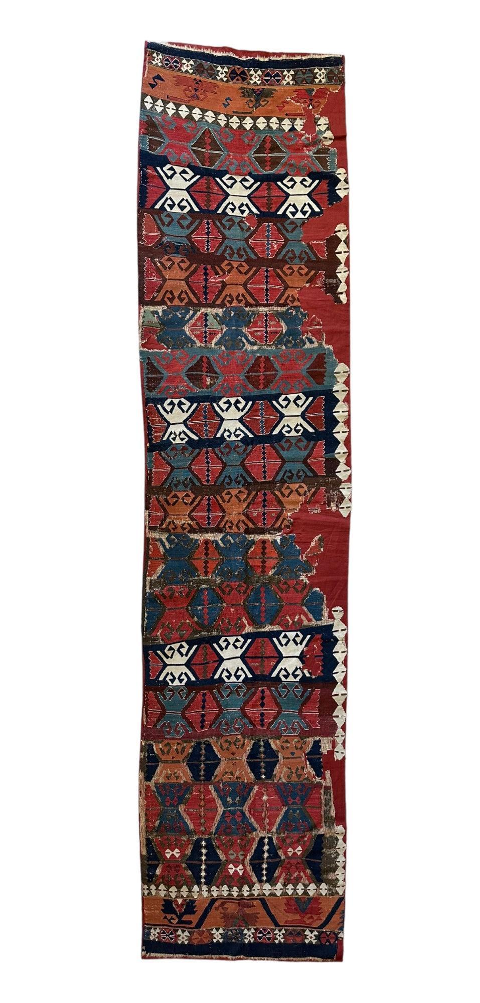 Antique Anatolian Long Kilim Fragment | 19th Century Hand-Woven Wool - Nuvé