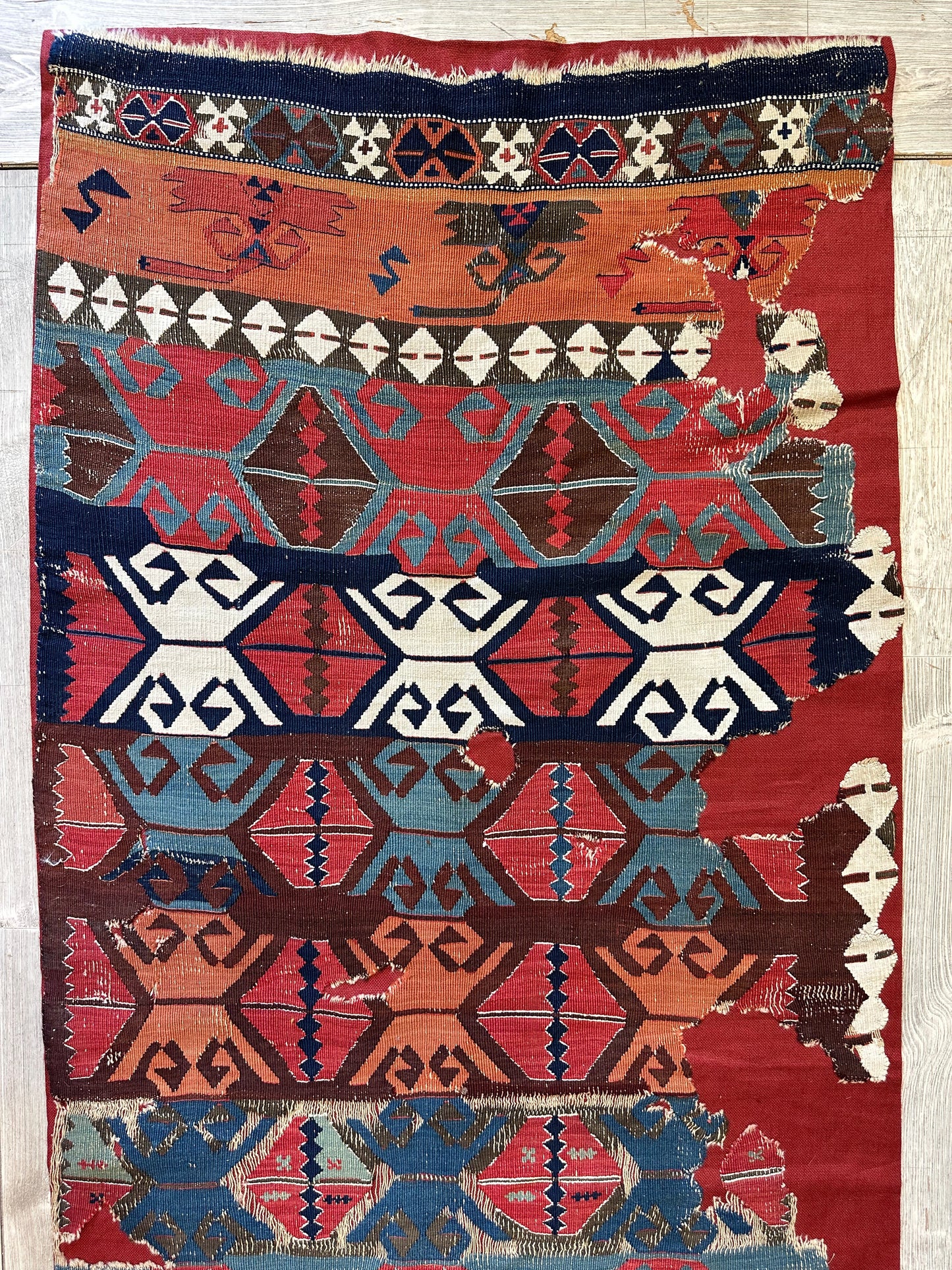 Antique Anatolian Long Kilim Fragment | 19th Century Hand-Woven Wool - Nuvé