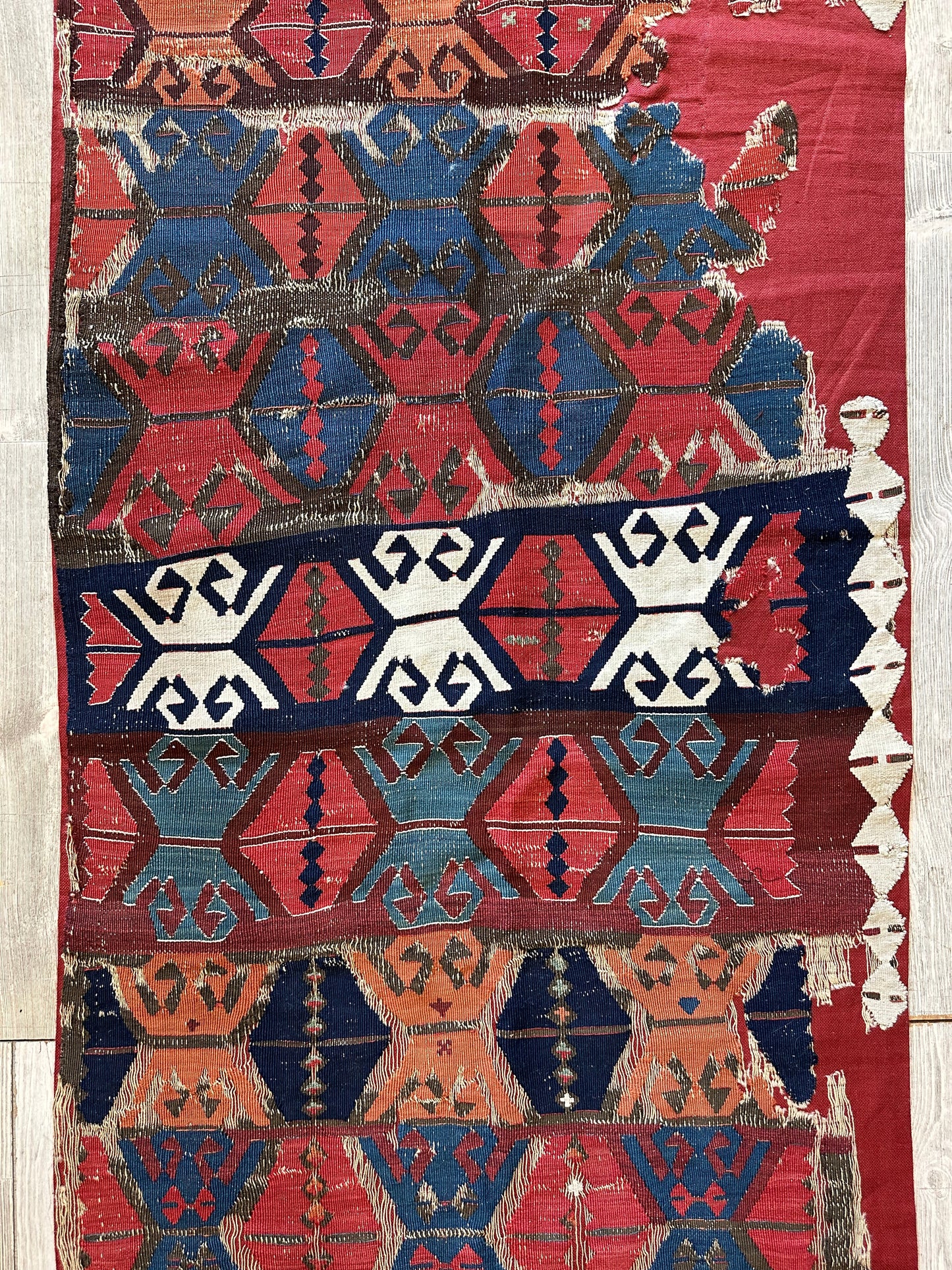 Antique Anatolian Long Kilim Fragment | 19th Century Hand-Woven Wool - Nuvé