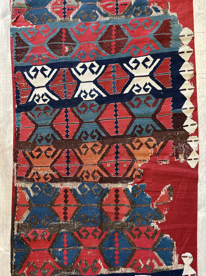 Antique Anatolian Long Kilim Fragment | 19th Century Hand-Woven Wool - Nuvé