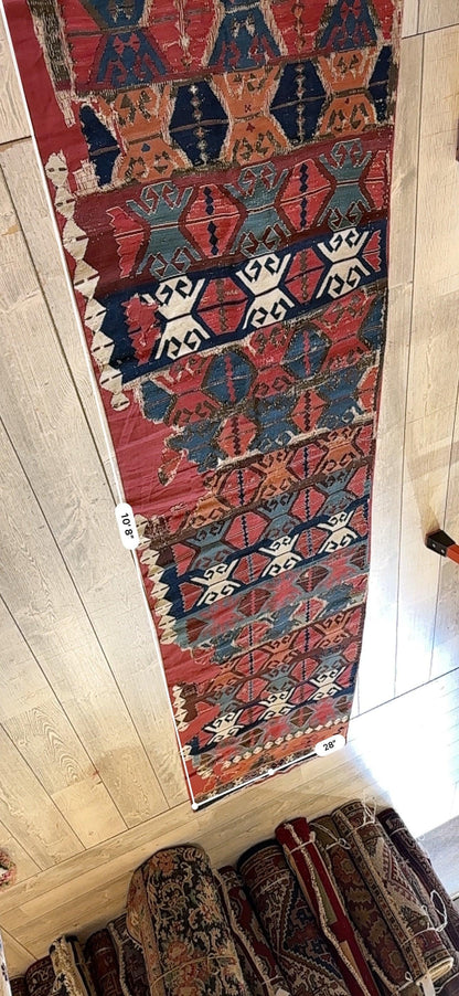 Antique Anatolian Long Kilim Fragment | 19th Century Hand-Woven Wool - Nuvé