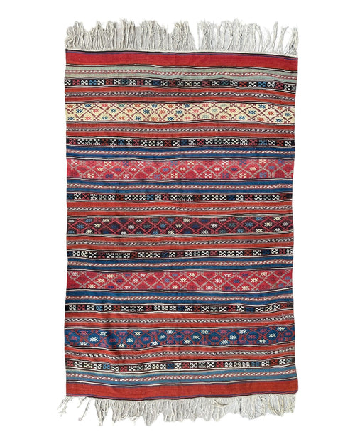 Antique Caucasian Shahsavan Soumak Rug 4’9” x 7’4” - Nuvé