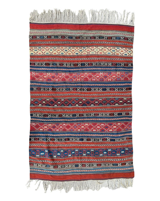 Antique Caucasian Shahsavan Soumak Rug 4’9” x 7’4” - Nuvé