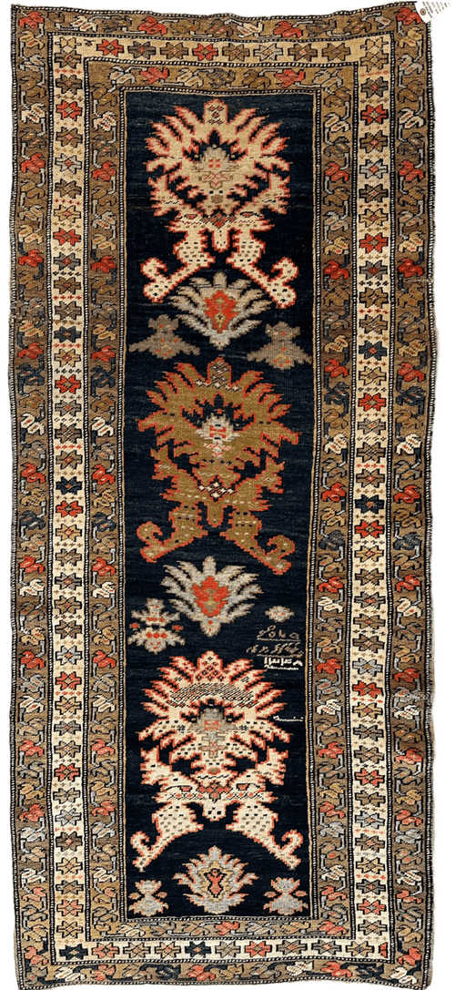 Antique Caucasian Karabakh Signed & Dated Wool on Wool Runner Rug 3 X 7 - Nuvé