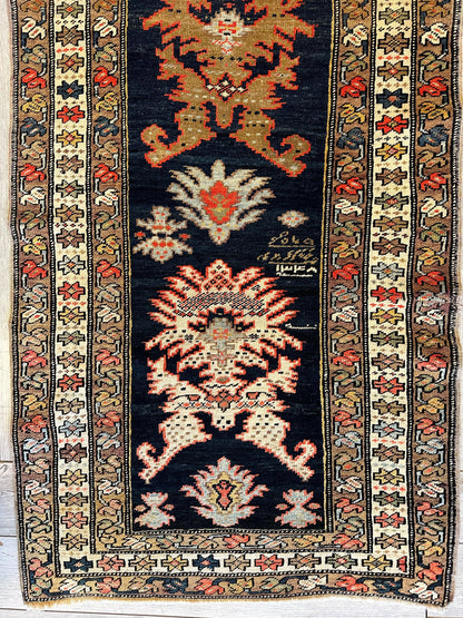 Antique Caucasian Karabakh Signed & Dated Wool on Wool Runner Rug 3 X 7 - Nuvé