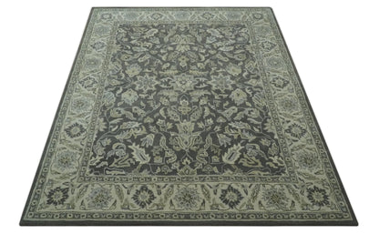 Antique Design 8x10 Charcoal and Beige Traditional Floral Hand Tufted rug - Nuvé