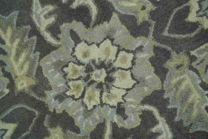Antique Design 8x10 Charcoal and Beige Traditional Floral Hand Tufted rug - Nuvé
