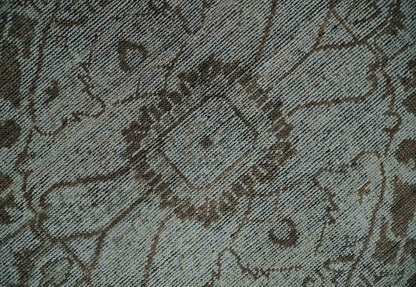 Antique Design Traditional Heriz Medallion Silver, Charcoal and Brown Hand Knotted 8x10 wool area Rug - Nuvé