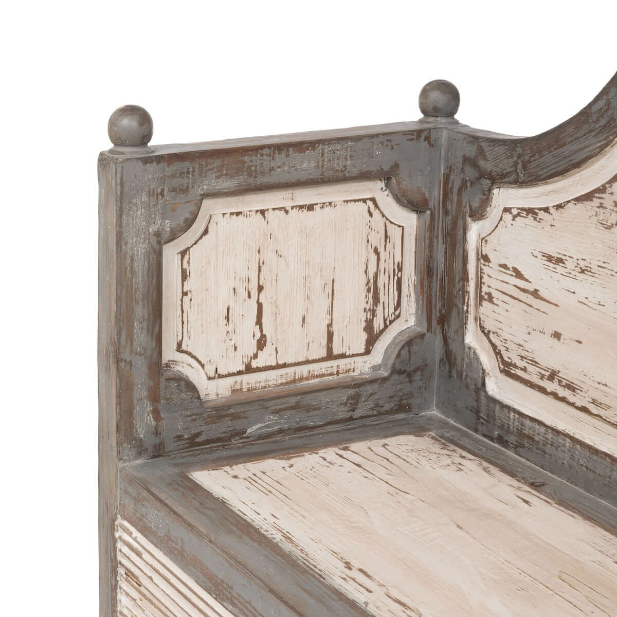 Antique Distressed Wood French Country Bench - Nuvé