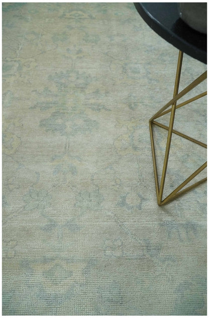 Antique Finish Silver, Gray and Charcoal Hand Knotted Oriental Oushak 8x10 wool Area Rug - Nuvé