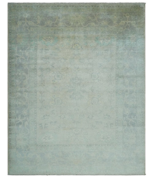Antique Finish Silver, Gray and Charcoal Hand Knotted Oriental Oushak 8x10 wool Area Rug - Nuvé