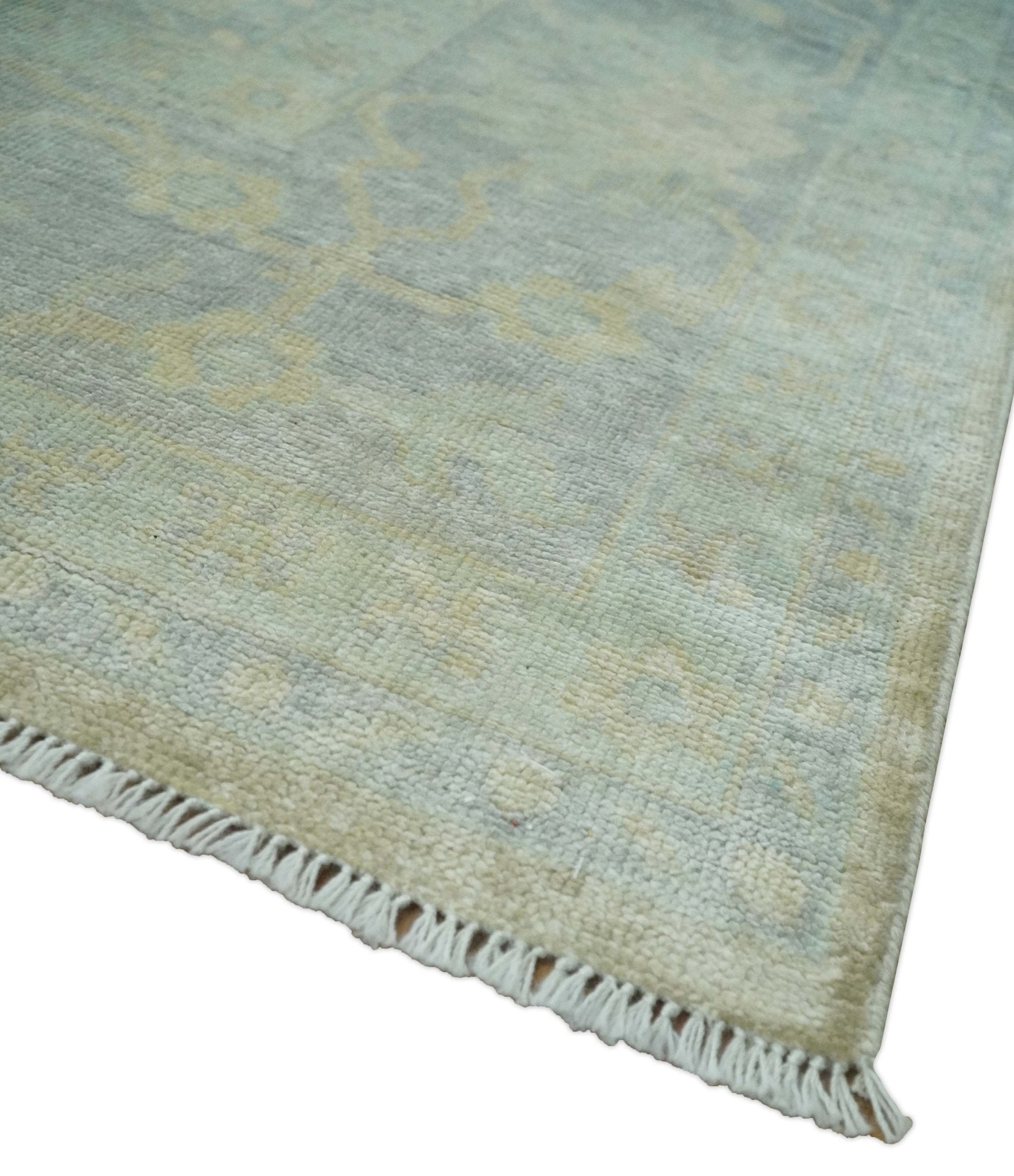 Antique Finish Silver, Gray and Charcoal Hand Knotted Oriental Oushak 8x10 wool Area Rug - Nuvé