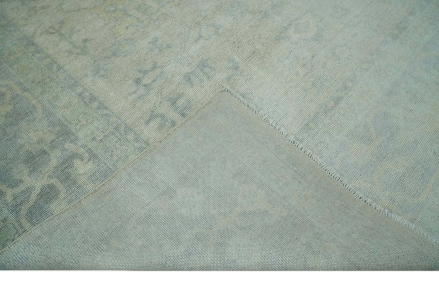 Antique Finish Silver, Gray and Charcoal Hand Knotted Oriental Oushak 8x10 wool Area Rug - Nuvé