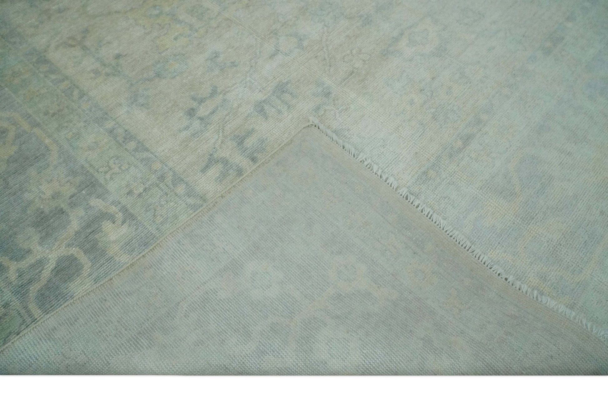 Antique Finish Silver, Gray and Charcoal Hand Knotted Oriental Oushak 8x10 wool Area Rug - Nuvé