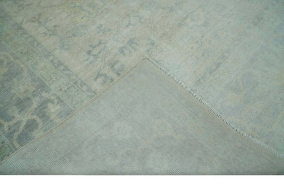 Antique Finish Silver, Gray and Charcoal Hand Knotted Oriental Oushak 8x10 wool Area Rug - Nuvé