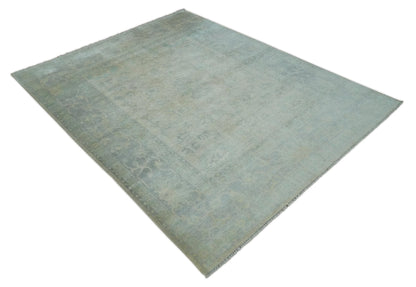 Antique Finish Silver, Gray and Charcoal Hand Knotted Oriental Oushak 8x10 wool Area Rug - Nuvé