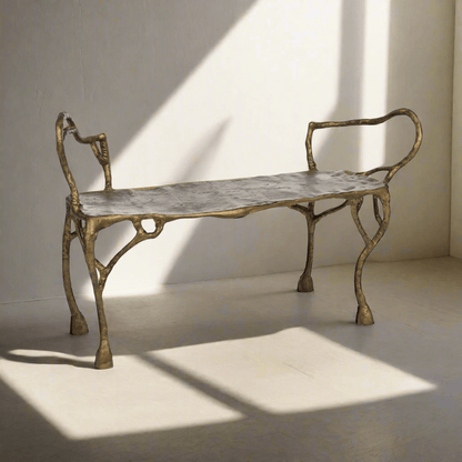 Antique Gold Organic Branch Bench - Nuvé