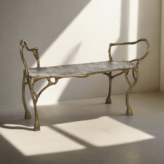 Antique Gold Organic Branch Bench - Nuvé