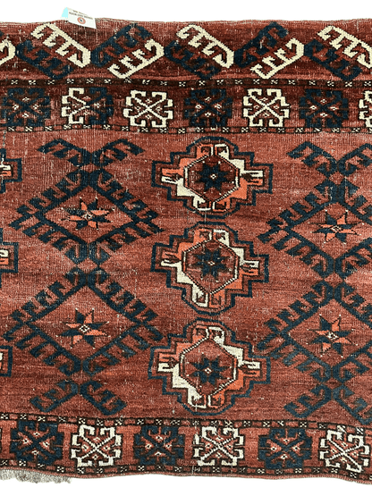 Antique Kizil Ayak Turkoman Chuval, Juval Rug 60"×34” - Nuvé