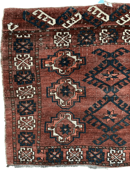 Antique Kizil Ayak Turkoman Chuval, Juval Rug 60"×34” - Nuvé