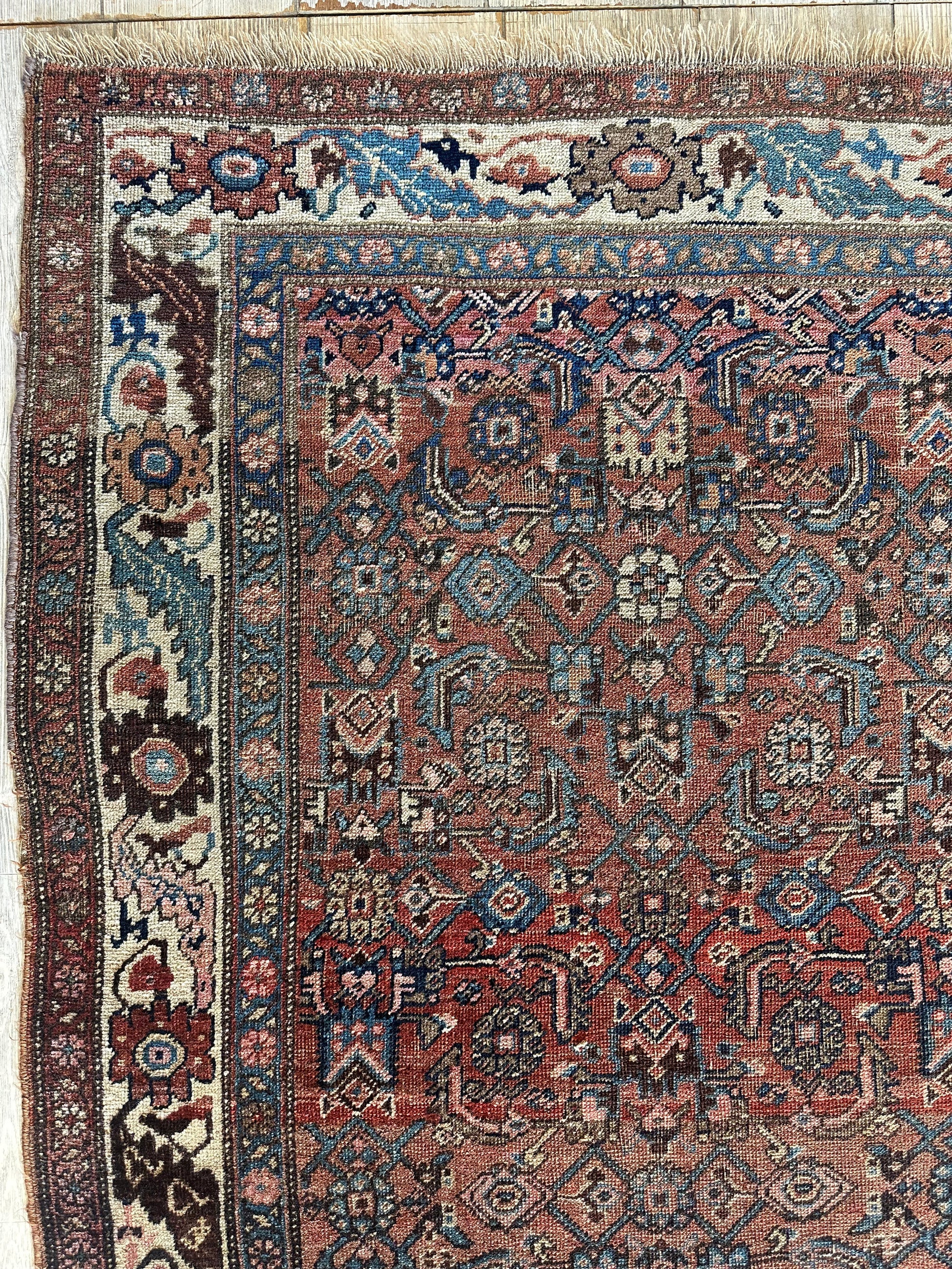 Antique Late 19th Century Persian Kurdish Gholtogh Rug 4 x 7 - Nuvé