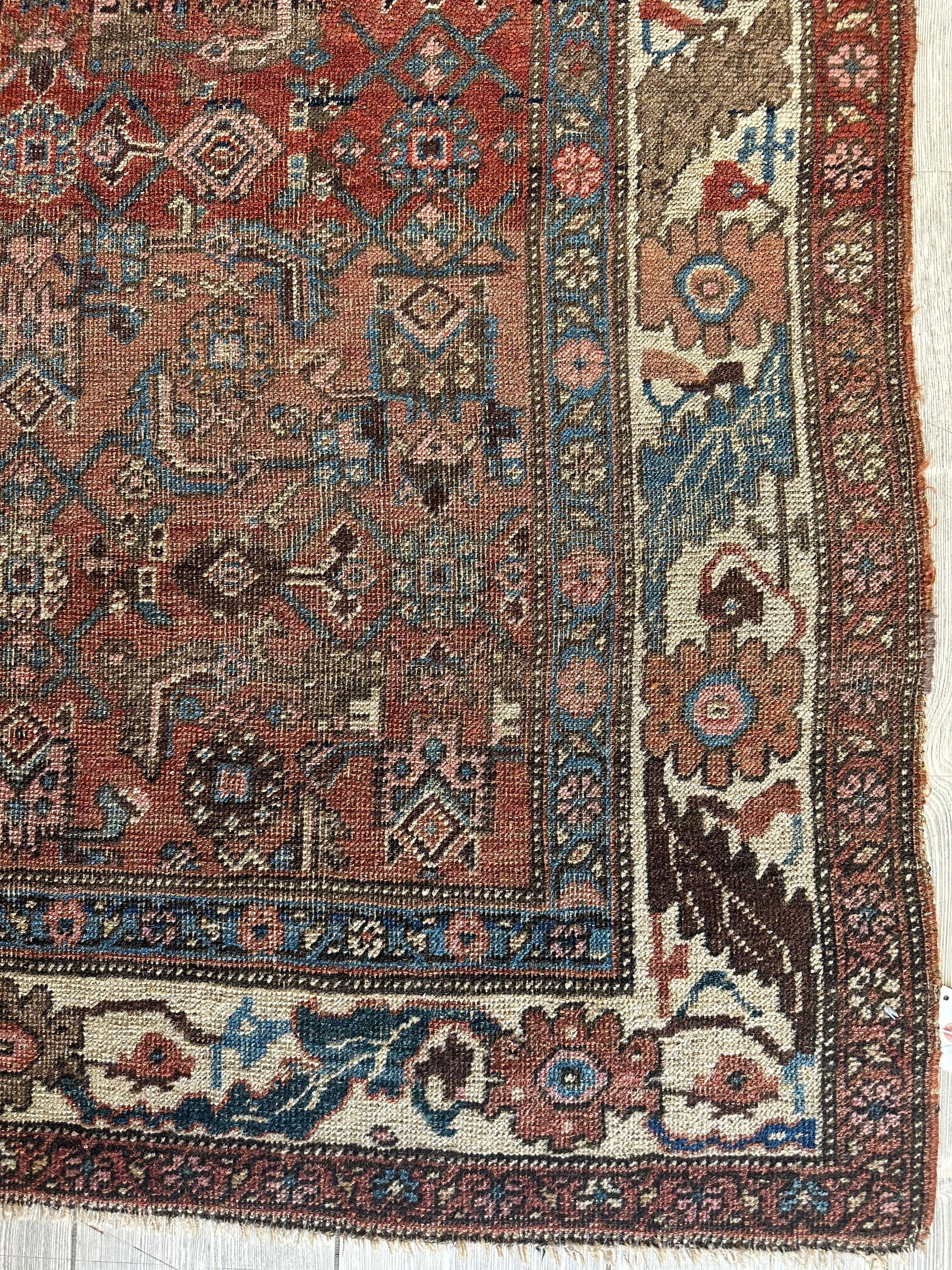 Antique Late 19th Century Persian Kurdish Gholtogh Rug 4 x 7 - Nuvé