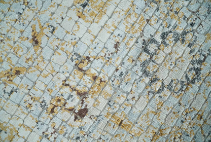 Antique look Aqua, Gold and Charcoal Hand Knotted Carved Texture Traditional Oriental Oushak 8x10 wool Area Rug - Nuvé