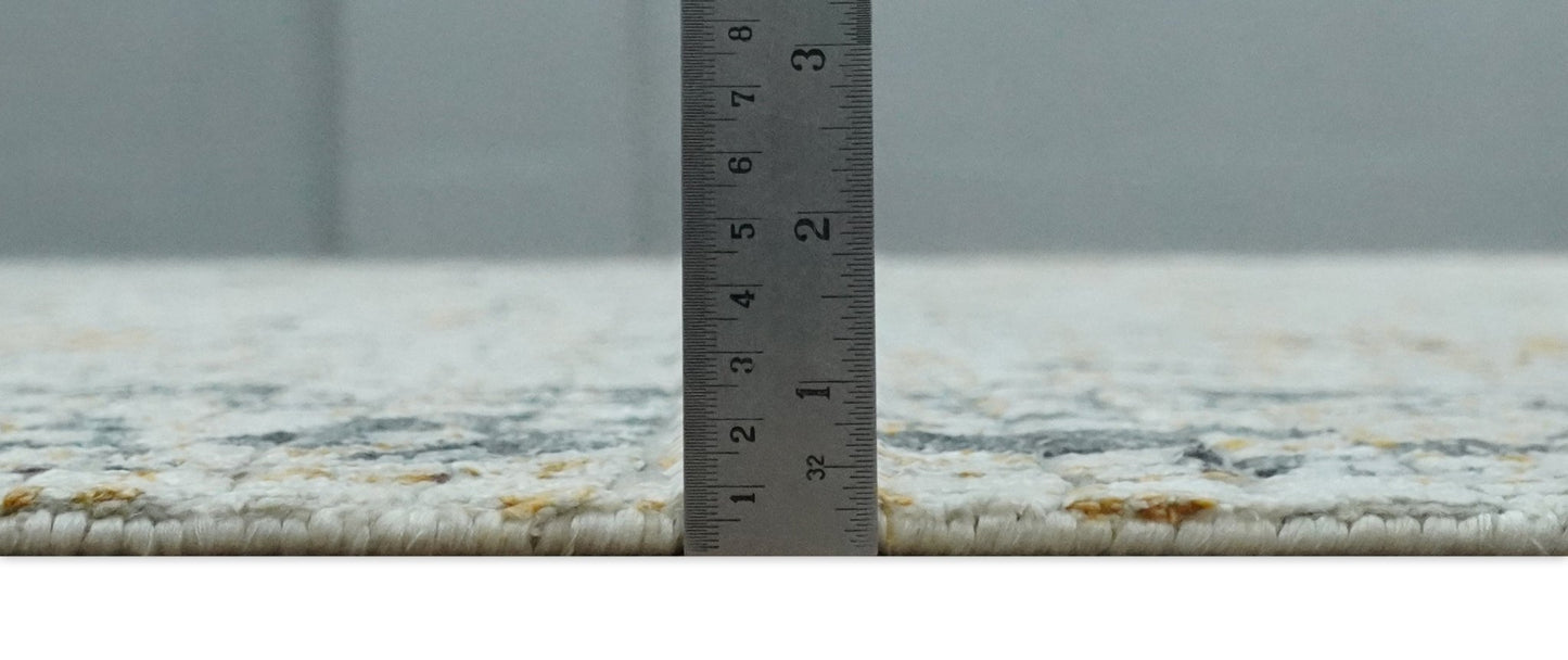 Antique look Aqua, Gold and Charcoal Hand Knotted Carved Texture Traditional Oriental Oushak 8x10 wool Area Rug - Nuvé