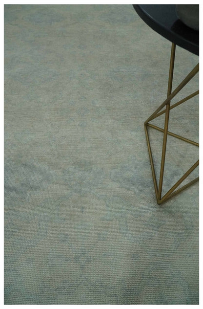 Antique look Beige and Gray Hand Knotted Oriental Oushak 8x10 wool Area Rug - Nuvé