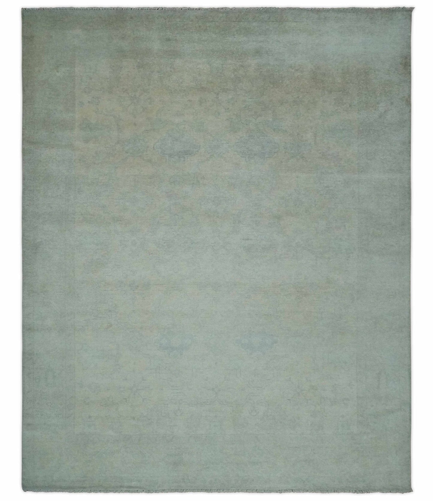 Antique look Beige and Gray Hand Knotted Oriental Oushak 8x10 wool Area Rug - Nuvé