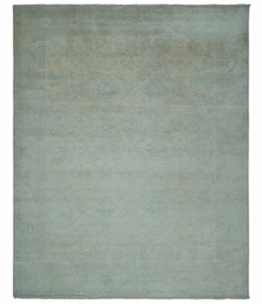 Antique look Beige and Gray Hand Knotted Oriental Oushak 8x10 wool Area Rug - Nuvé