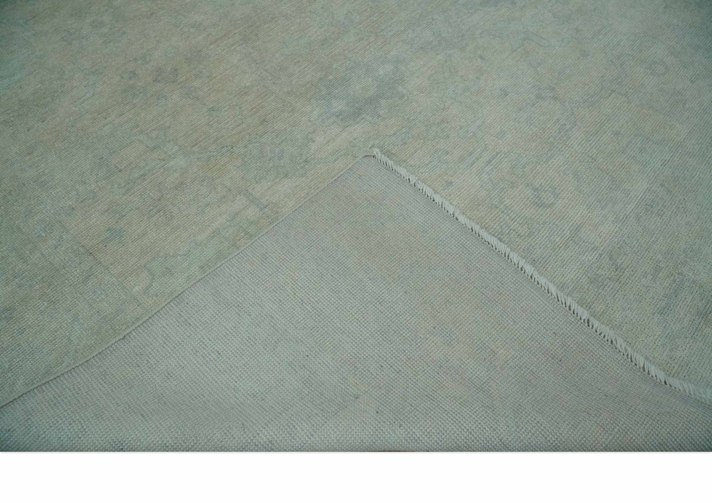 Antique look Beige and Gray Hand Knotted Oriental Oushak 8x10 wool Area Rug - Nuvé